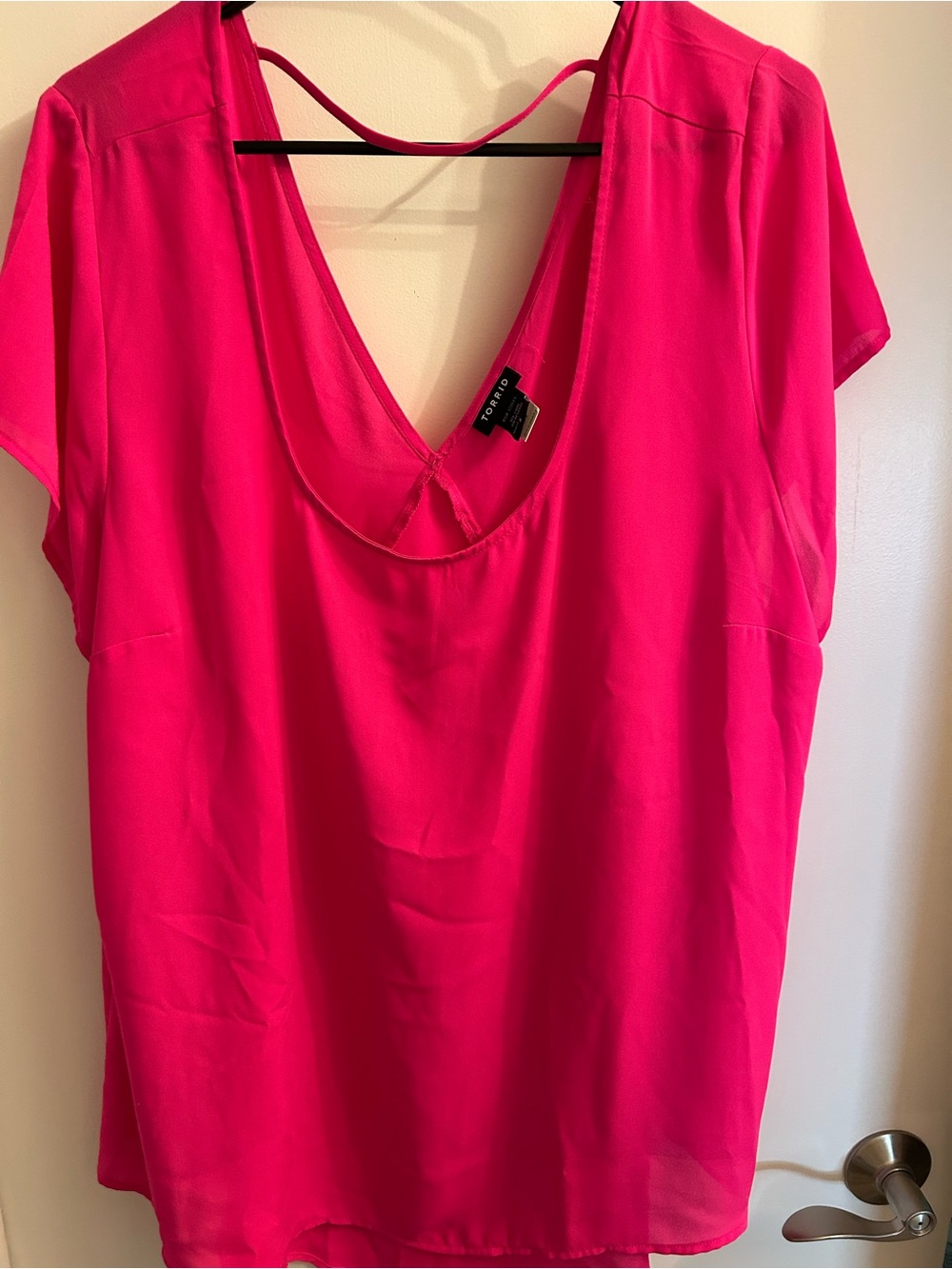 Torrid Hot Pink V-Neck Short Sleeve Blouse